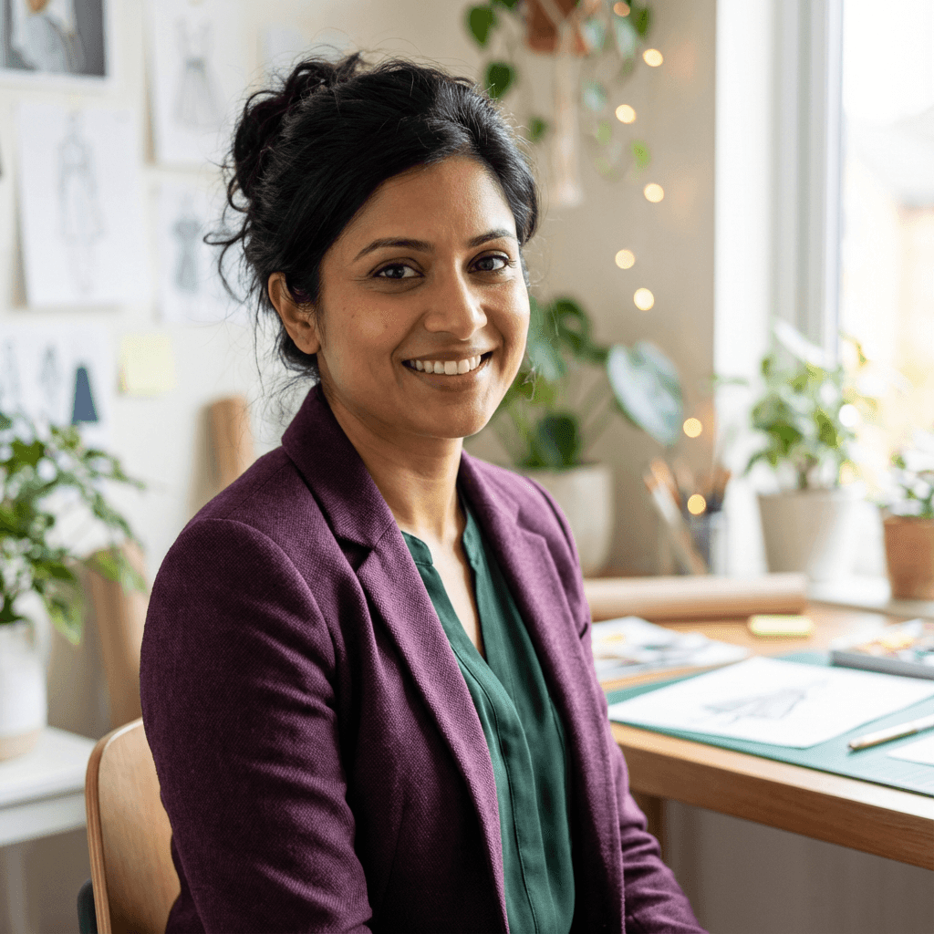 Studio assistant smiling in a professional setting