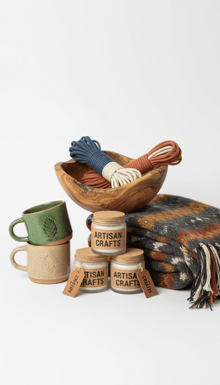 Handcrafted ceramic mugs on neutral background
