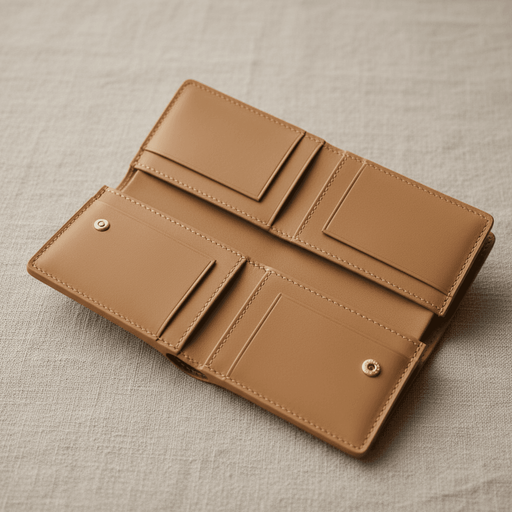 Leather wallet product shot with studio lighting